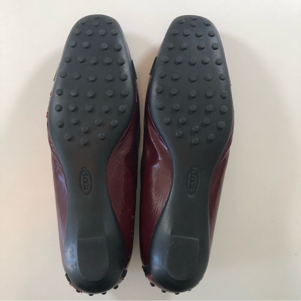 Tod’s Gommino Driving Loafers Burgundy Patent Leather 7.5 Italy - Picture 6 of 17